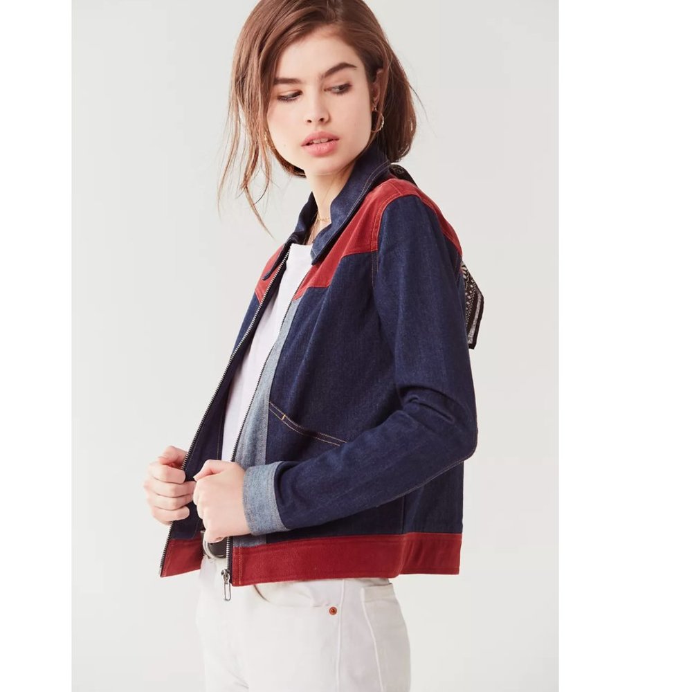 SOLD Urban Outfitters Women's Two-Tone Mechanic Gasoline Western Denim Jacket - Picture 5 of 16
